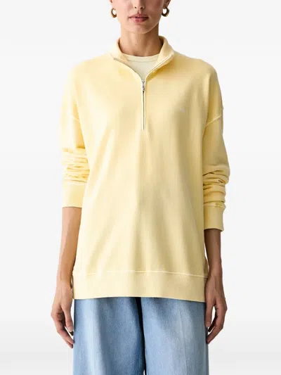 Gant Quarter-zip Logo-embroidered Sweater In Yellow