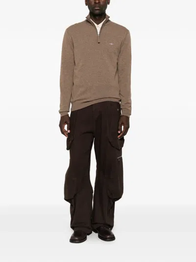 Gant Quarter-zip Wool Sweater In Neutrals