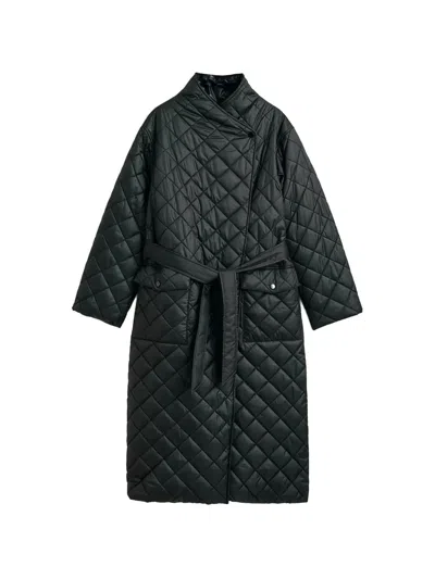 Gant Quilted Belted Coat In Black