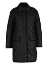 Gant Quilted Corduroy-trim Coat In Black