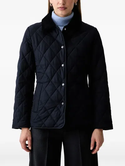 Gant Quilted Corduroy-collar Jacket In Blue