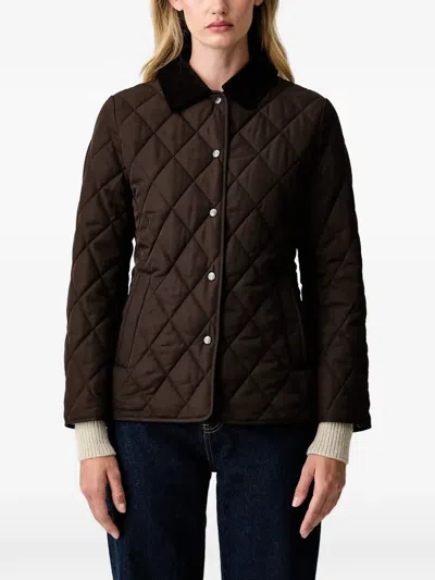 Gant Quilted Corduroy-collar Jacket In Brown