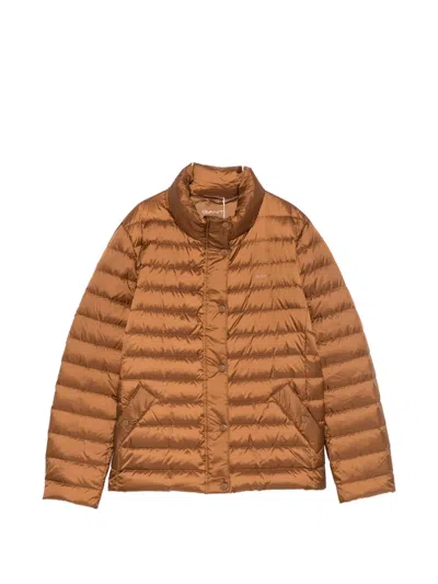 Gant Quilted High-neck Jacket In Brown