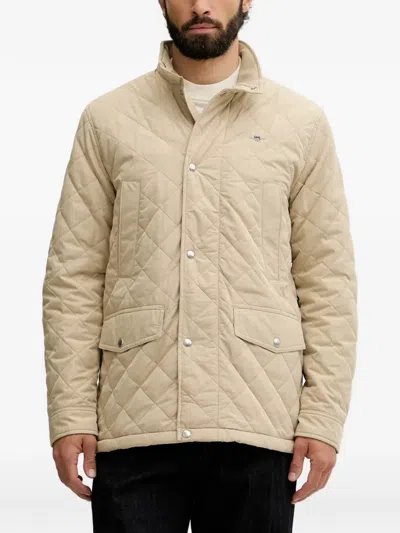 Gant Quilted High-neck Jacket In Neutral