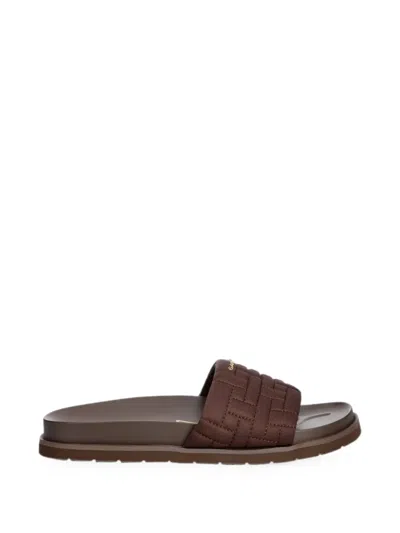 Gant Quilted Logo-plaque Slides In Brown