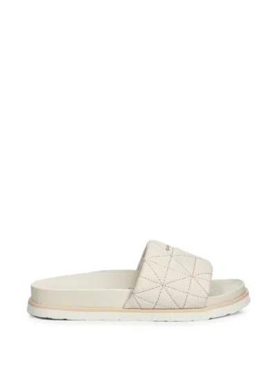 Gant Quilted Logo-print Slides In Neutral