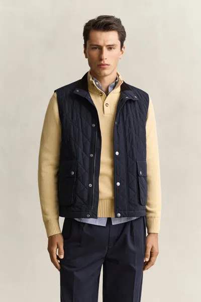 Gant Quilted Vest In Blue