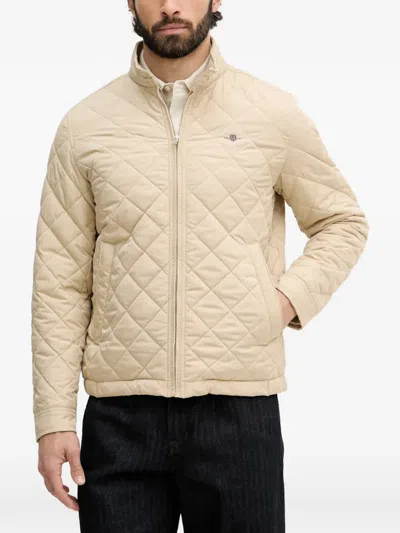 Gant Quilted Zip-up Jacket In Neutral