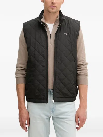 Gant Quilted-finish Windcheater Gilet In Black