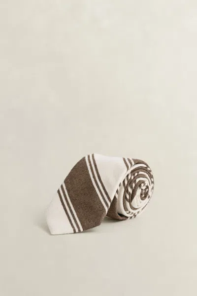 Gant Raw Silk Tie In Brown