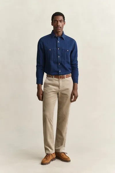 Gant Regular Corduroy Chinos In Brown