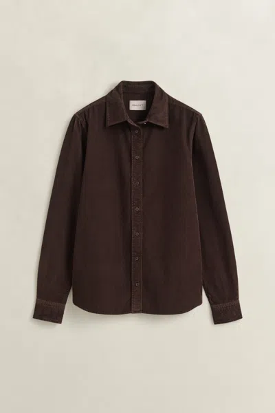 Gant Regular Corduroy Shirt In Deep Brown