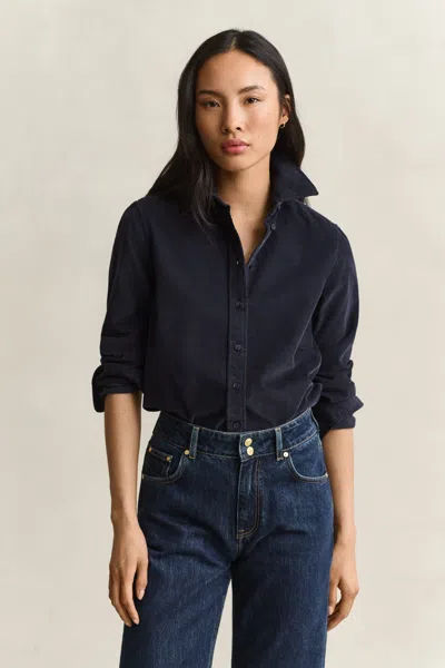 Gant Regular Corduroy Shirt In Blue