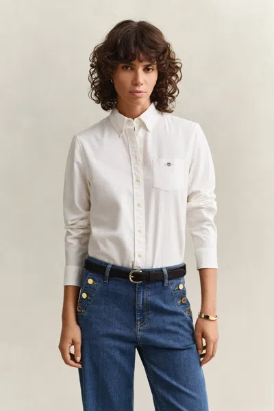 Gant Regular Fit Classic Oxford Shirt In White