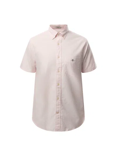Gant Regular Fit Classic Oxford Short Sleeve Shirt In Light Pink
