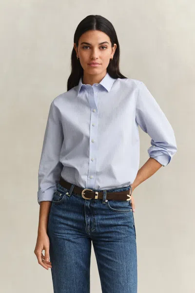 Gant Regular Fit Classic Poplin Shirt In Blue