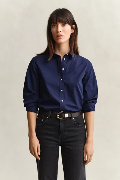 Gant Regular Fit Classic Poplin Shirt In Blue