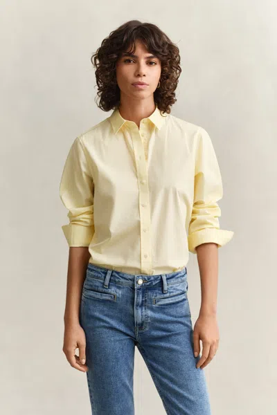 Gant Regular Fit Classic Poplin Shirt In Yellow