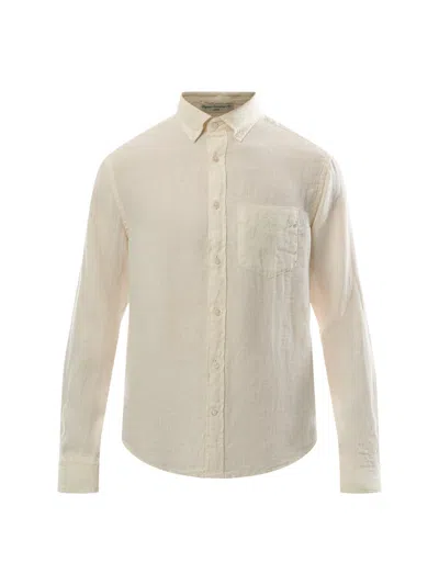 Gant Regular Fit Garment-dyed Linen Shirt In Cream