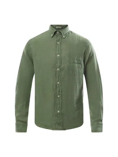 Gant Regular Fit Garment-dyed Linen Shirt In Kalamata Green