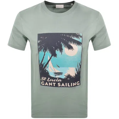 Gant Regular Fit Graphic T Shirt Green