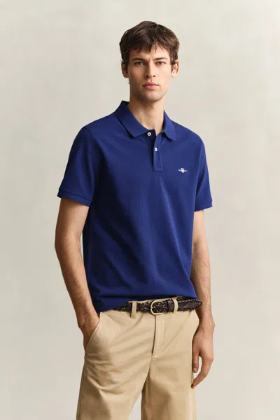 Gant Regular Fit Polo Shirt In Blue