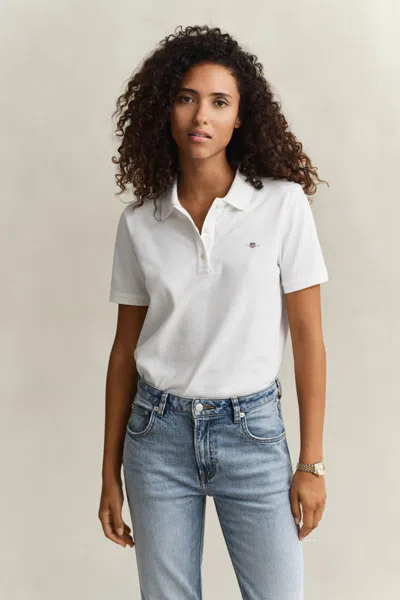 Gant Regular Fit Polo Shirt In White