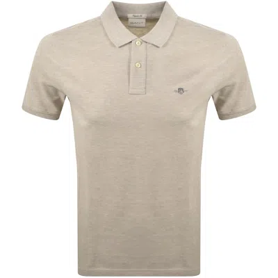 Gant Regular Fit Shield Pique Polo T Shirt Beige In Multi