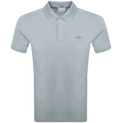 Gant Regular Fit Shield Pique Polo T Shirt Blue In Gray