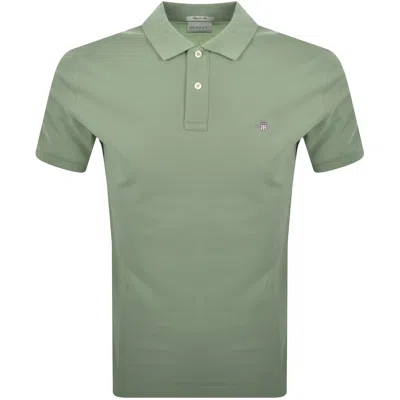 Gant Regular Fit Shield Pique Polo T Shirt Green