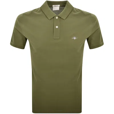 Gant Regular Fit Shield Pique Polo T Shirt Green