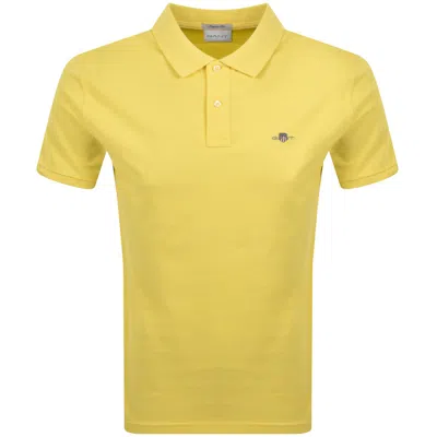 Gant Regular Fit Shield Pique Polo T Shirt Yellow