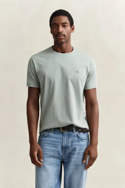 Gant Mens Regular Fit Short Sleeve Shield Logo T-shirt In Gray