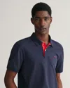Gant Regular Fit Short Sleeve Contrast Pique Rugger In Blue