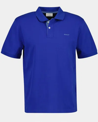 Gant Regular Fit Short Sleeve Contrast Pique Rugger In Blue