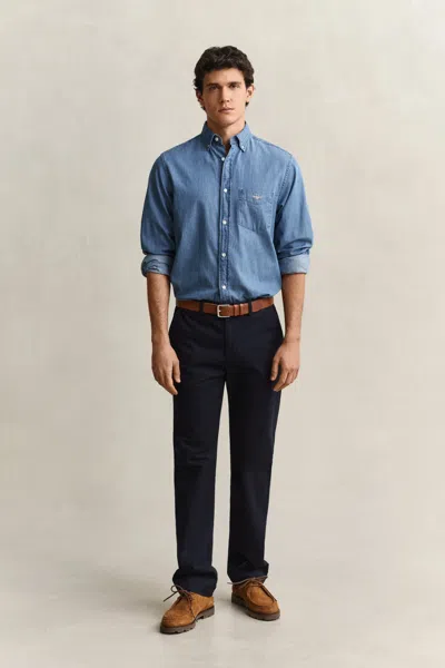 Gant Regular Fit Smart Chinos In Blue