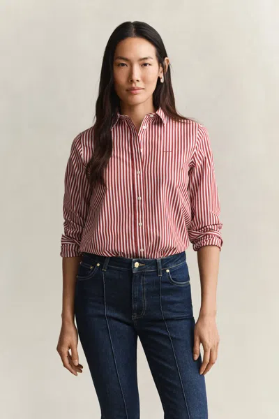 Gant Regular Fit Striped Classic Poplin Shirt
