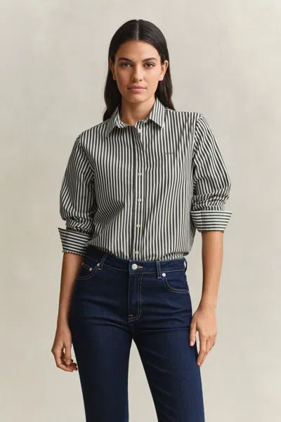 Gant Regular Fit Striped Classic Poplin Shirt In Multi