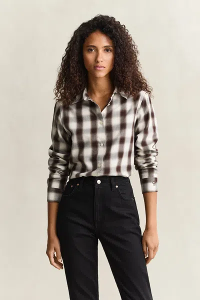 Gant Regular Flannel Shirt In Brown