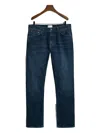 Gant Man Jeans Blue Size 35w-34l Cotton, Polyester, Elastane In Blue