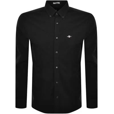 Gant Regular Jersey Pique Long Sleeved Shirt Black