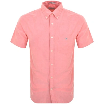 Gant Regular Oxford Short Sleeved Shirt Pink