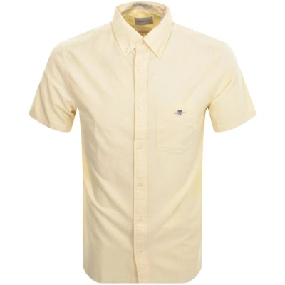 Gant Mens Regular Fit Short Sleeve Oxford Shirt In Yellow