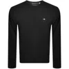 Gant Classic Cotton Crew Neck Knit Jumper Black In Black