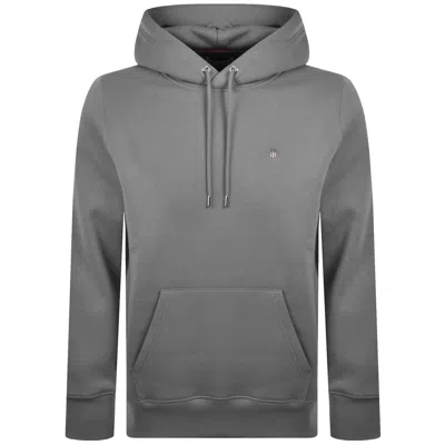 Gant Regular Shield Hoodie Mid Grey In Gray