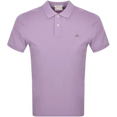 Gant Regular Shield Pique Polo T Shirt Lilac In Purple