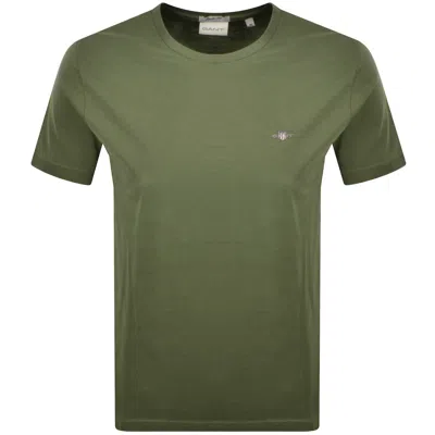 Gant Mens Regular Fit Short Sleeve Shield Logo T-shirt In Green
