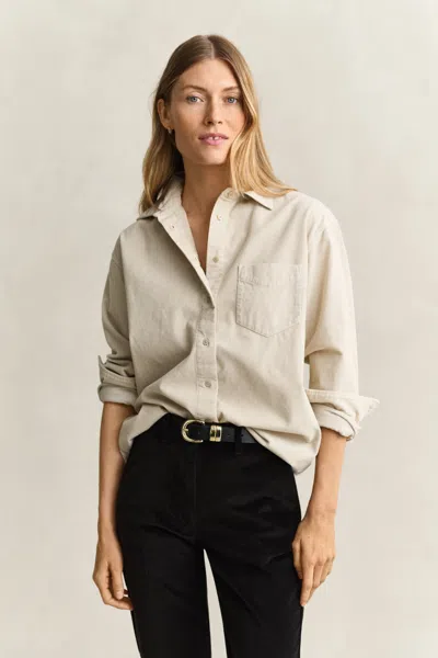 Gant Relaxed Corduroy Shirt In Neutral