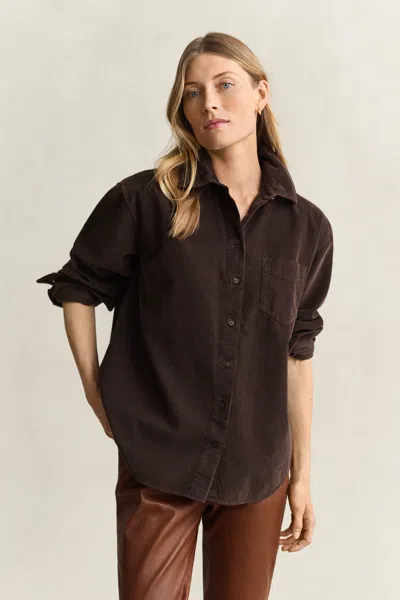 Gant Relaxed Corduroy Shirt In Deep Brown