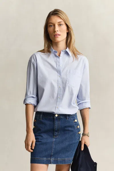 Gant Relaxed Fit Classic Poplin Shirt In Blue
